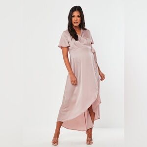 Missguided Maternity Satin Wrap Dress